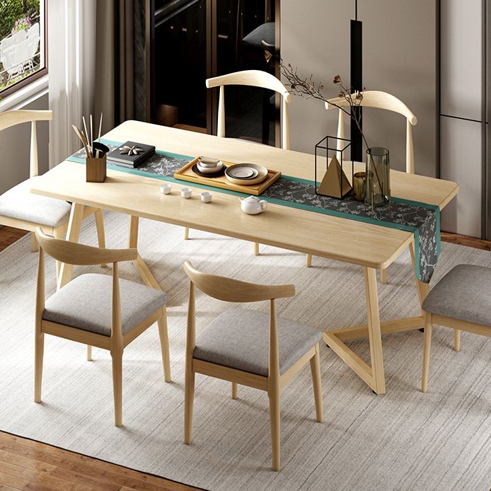 Mesa de comedor moderna con forma rectangular, mesa fija de color madera con madera