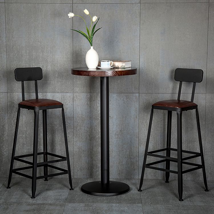 Industrial Iron Armless Footrest Stool Brown Upholstered Stool for Bristol