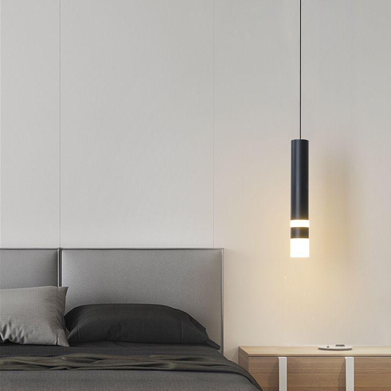 Schwarz-Finish-Rohr Anhängerlampe moderne 1-Kopf-Acryl-LED-Deckenleuchte für Schlafzimmer