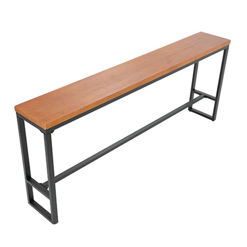 Solid Wood Pub Table Modern Rectangle Bar Height Bar Table in Brown