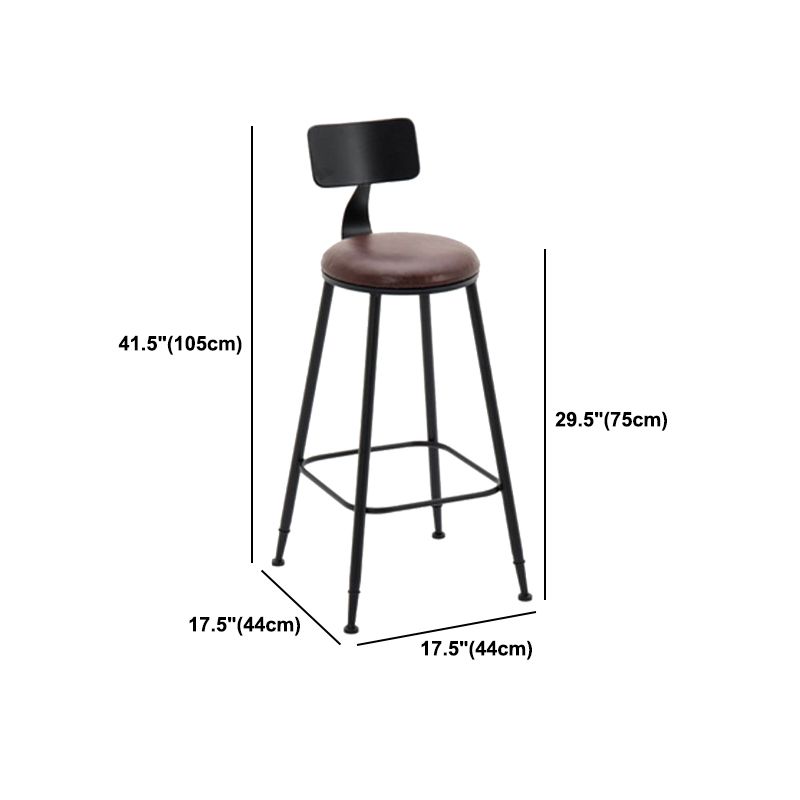 Indoor Industrial Style Barstool Iron 4 Legs Bar Stool with Pedal