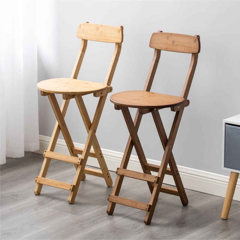 Contemporary Folding Stool Restaurant Bamboo Footrest Barstool