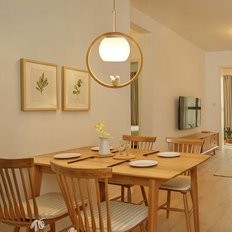 Holz 1 hängende hängende leichte Globus und Vögel Schlafzimmer moderne Anhängerleuchten