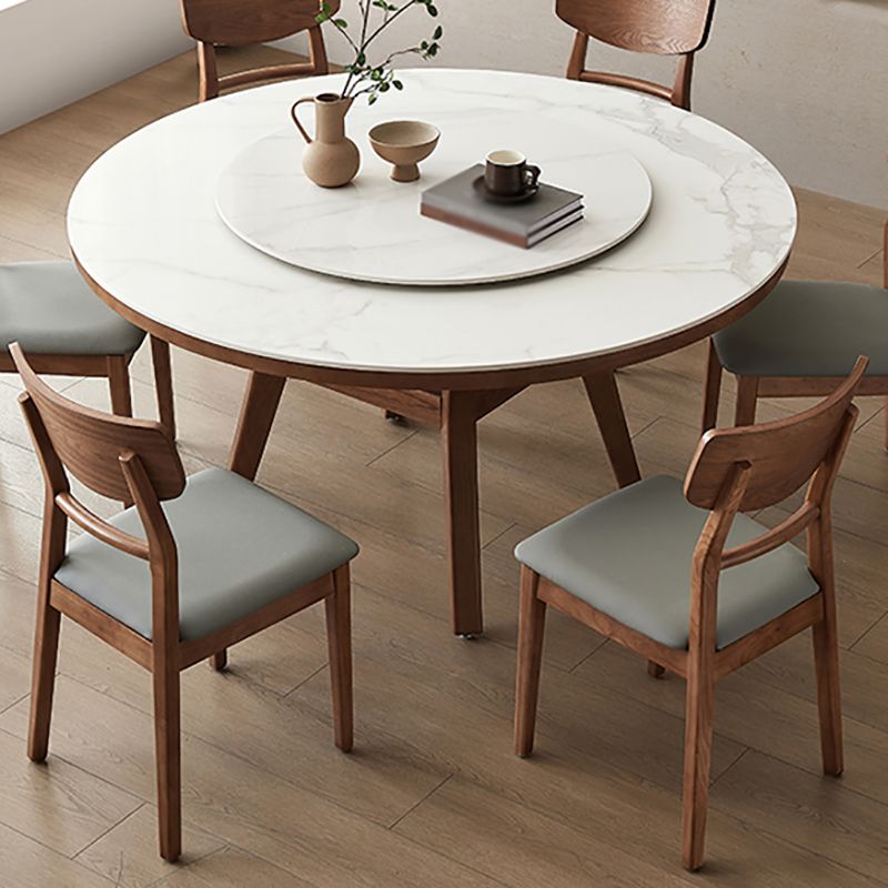 Modern Dining Round Table Dining Sintered Stone Table for Restaurant with Wood Legs