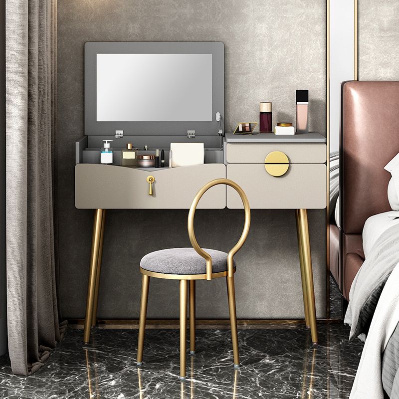 32.2" Height Grey/ White Flip-top Vanity Set with Drawer and Mirror