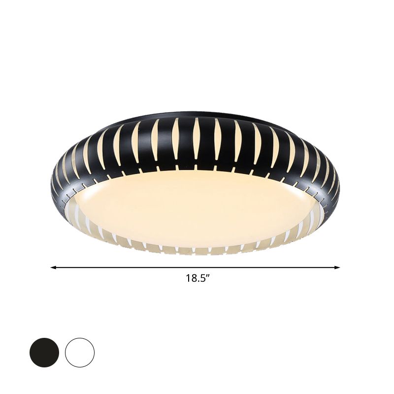 Metalen donut inbouwverlichting Hedendaags wit/zwart LED-inbouwarmatuur met uitgehold ontwerp in wit/warm/3 kleuren licht