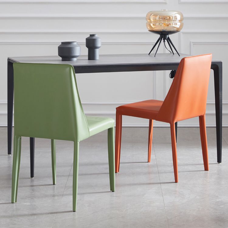 Faux Leather Contemporary Dining Chair Matte Finish Solid Back Dining Chair