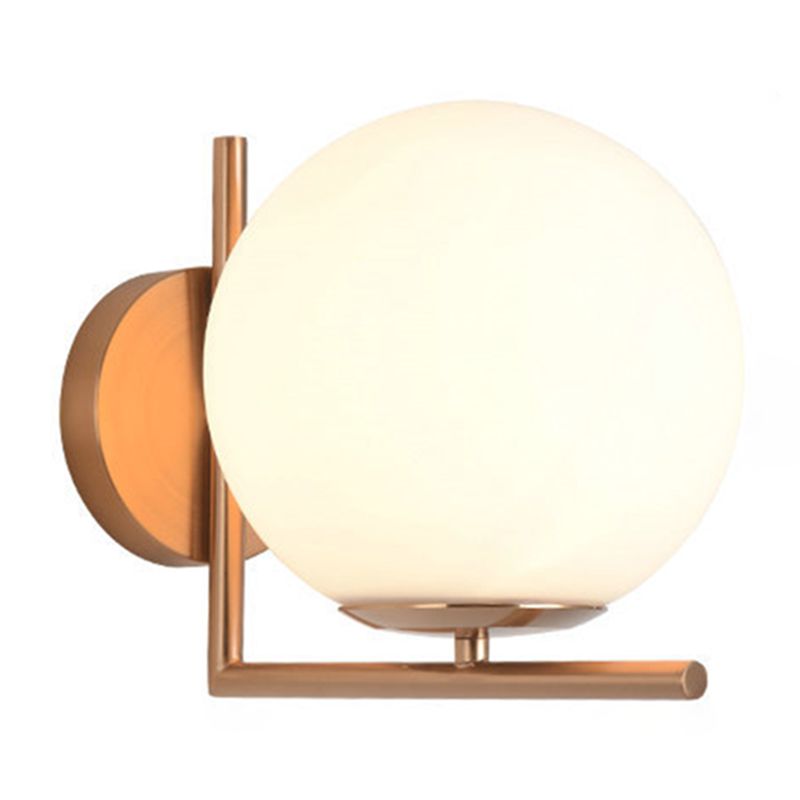 Globe White Glass Wall Light Nordic Simplicity Style Single Light Wall Sconce in Gold