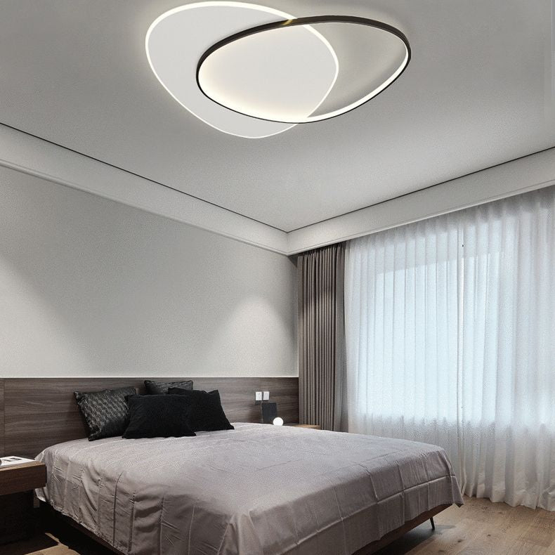 Plafonnier LED en aluminium dans un style créatif moderne, Noir et blanc acrylique oblong encastré