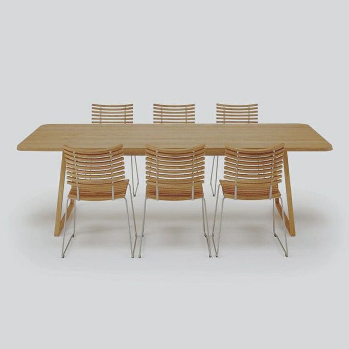 Rectangle Shape Industrial Dining Table Wood Color Fixed Table with Solid Wood