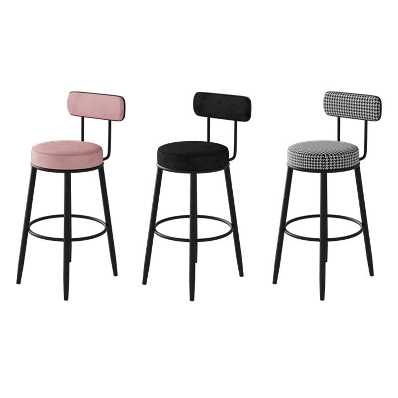 Fabric Upholstered Armless Bar Stools Scandinavian Round Seat Barstool