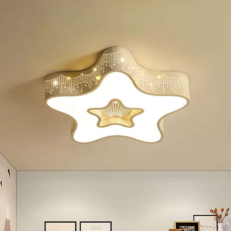 Lampada da soffitto a LED moderna Macaron Loft a forma di stella cava in metallo acrilico per camera da letto per bambini