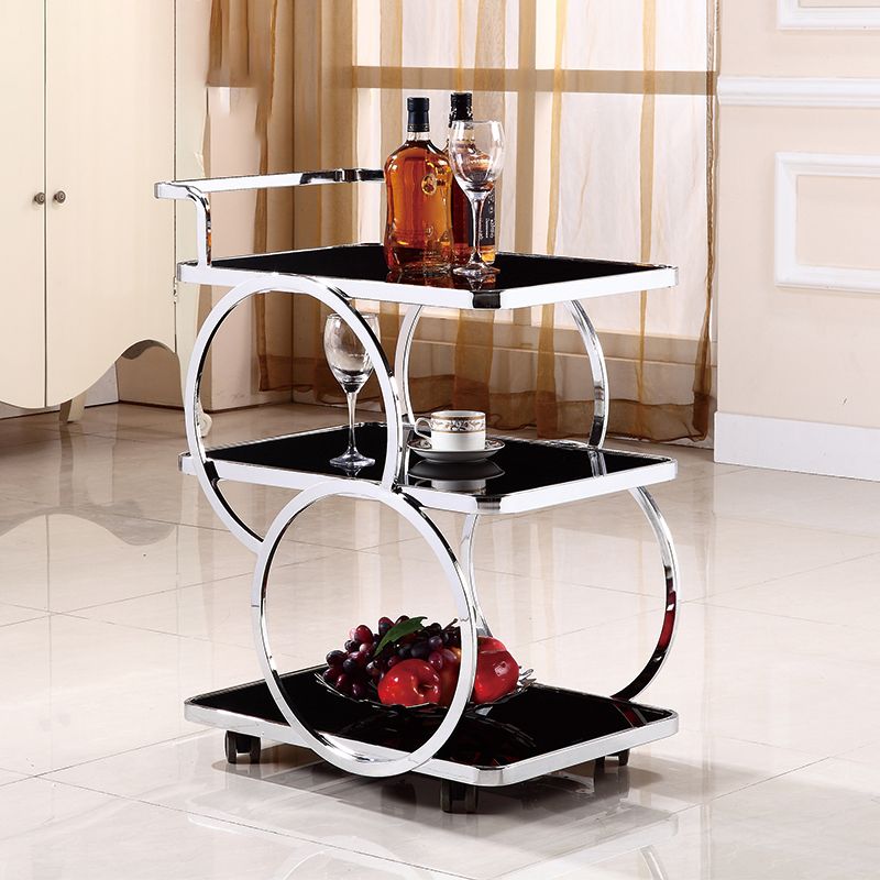 31.5"H Rolling Modern Prep Table Metal Rectangular Prep Table for Dining Room