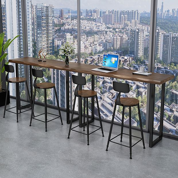 Modern Wooden 1/2/3 Pieces Bar Table Set Rectangle Bar Table with Metal Legs