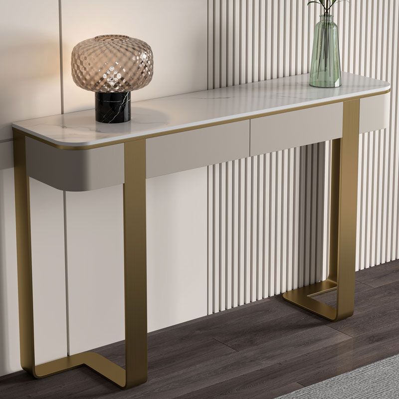 Modern Stone Accent Table Stain Resistant 33.46" Tall Console Table