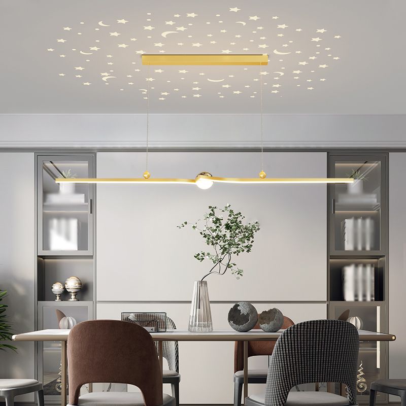 Modern Aluminum Chandelier Lamp Linear LED Island Pendant for Dining Room