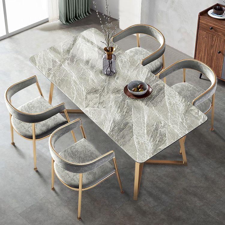 Nordic 1/5 Pieces Dining Set Rectangle Stone Dining Table for Dining Room