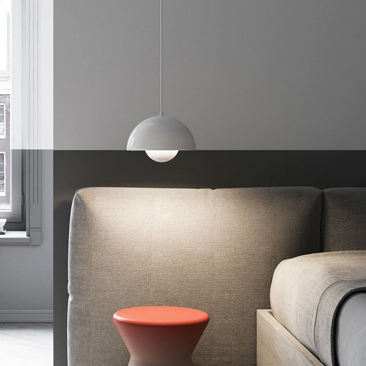 Lampe de suspension hémisphérique de fer à pendentif en fer à pendentif macaron nordique moderne pour espaces intérieurs