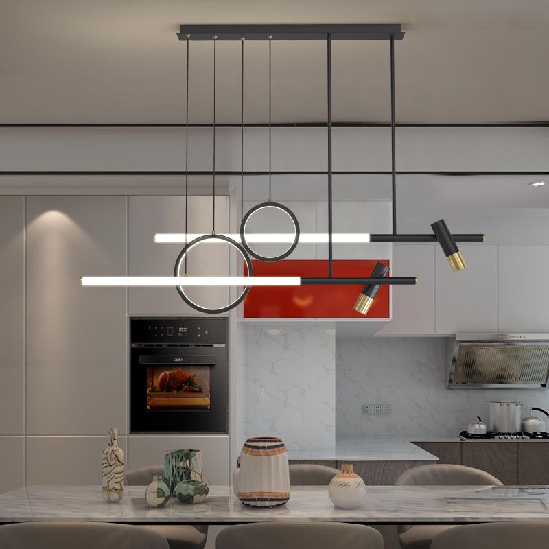 Luces colgantes de la isla de metal de la isla de geometría de estilo moderno