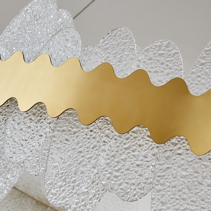 Luz de techo minimalista de vidrio ondulado LED de vidrio ondulado de la sala de estar en oro