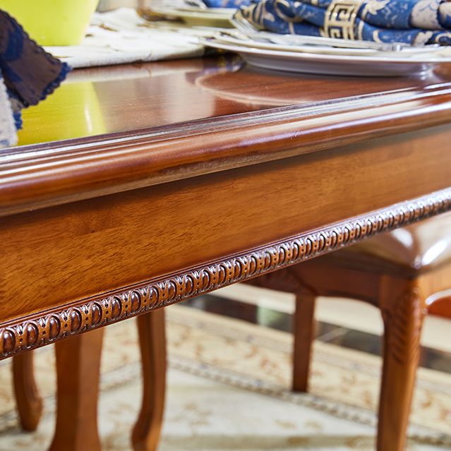 Table à manger moderne de forme rectangulaire Tableau brun à tons bruns avec 4 jambes