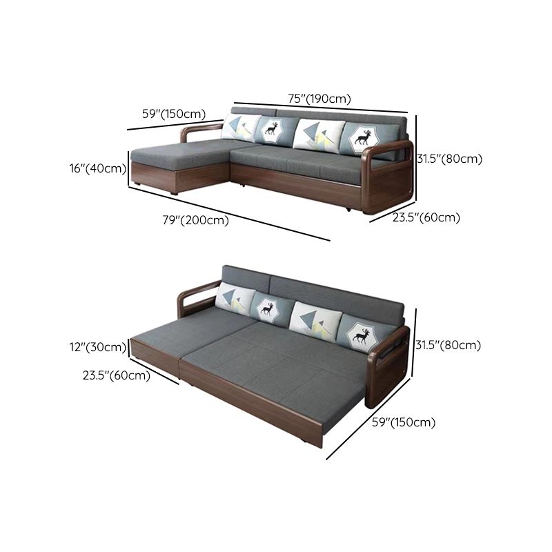 Modern Cotton Blend Sleeper Sofa Wood Frame Armless Sofa Bed