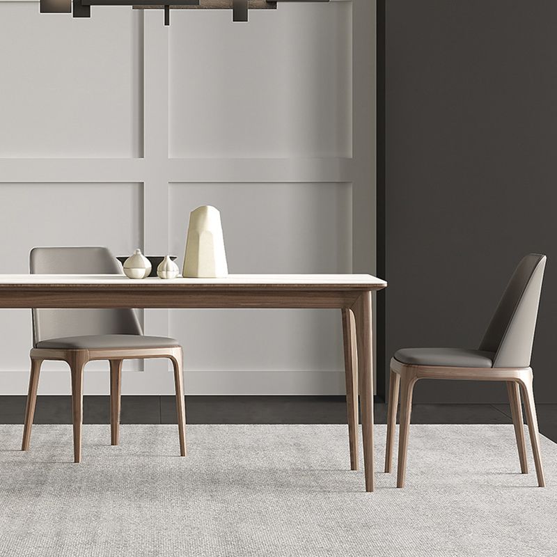 Contemporary Style 1/2/3/4 Pieces Dining Chairs Set Stone Rectangle Furniture in White