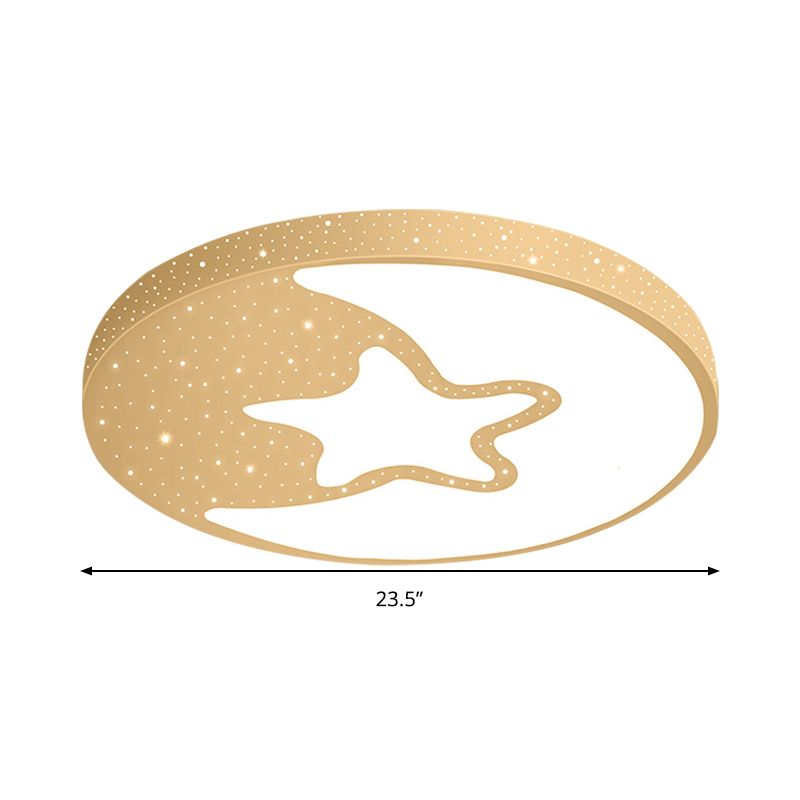 Starry Kid Slaapkamer Flush Plafond Licht met Crescent metalen mooie LED plafond armatuur in wit