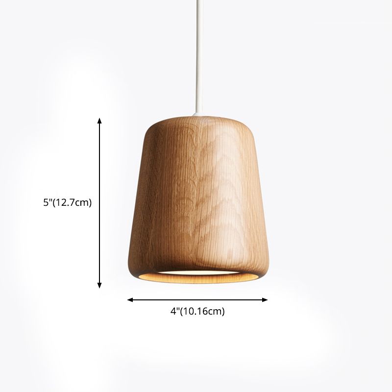 Tapered Dining Room Pendulum Lamp Wooden 1 Bulb Nordic Style Pendant Lighting Fixture