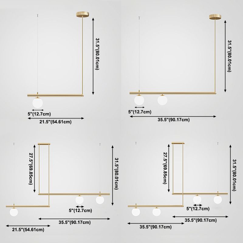 Globe Island Chandelier Lights Modern White Glass Pendant Lighting for Restaurant