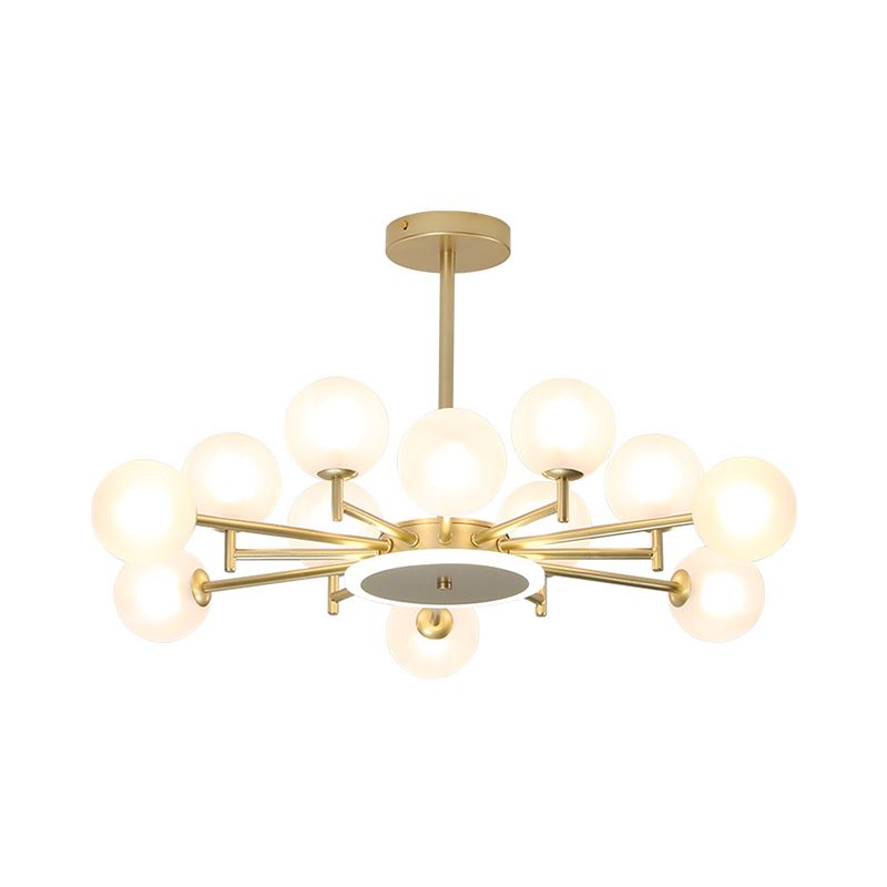 Black/Gold Starburst Chandelier Contemporary 12/16-Head Opal Frosted/Clear Glass Suspension Lighting for Living Room