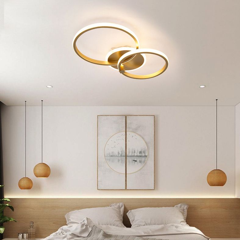Cercle Aluminium LED Flush Mount Modern Style 2-Light Ceiling Light Fixture for Living Room