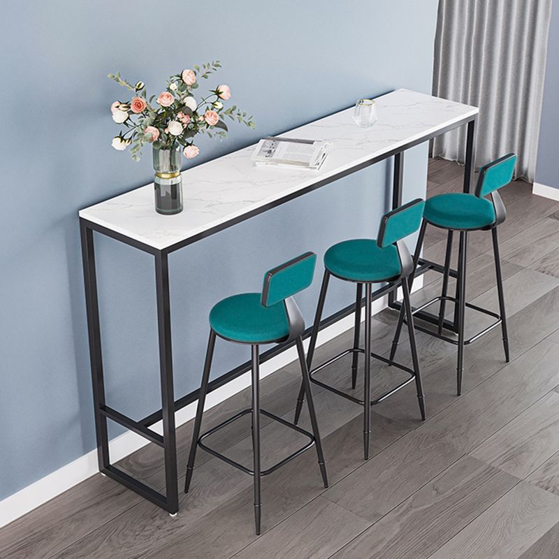 Modern Armless Backrest Counter Stool Iron Bar Stool with Cushion for Living Room