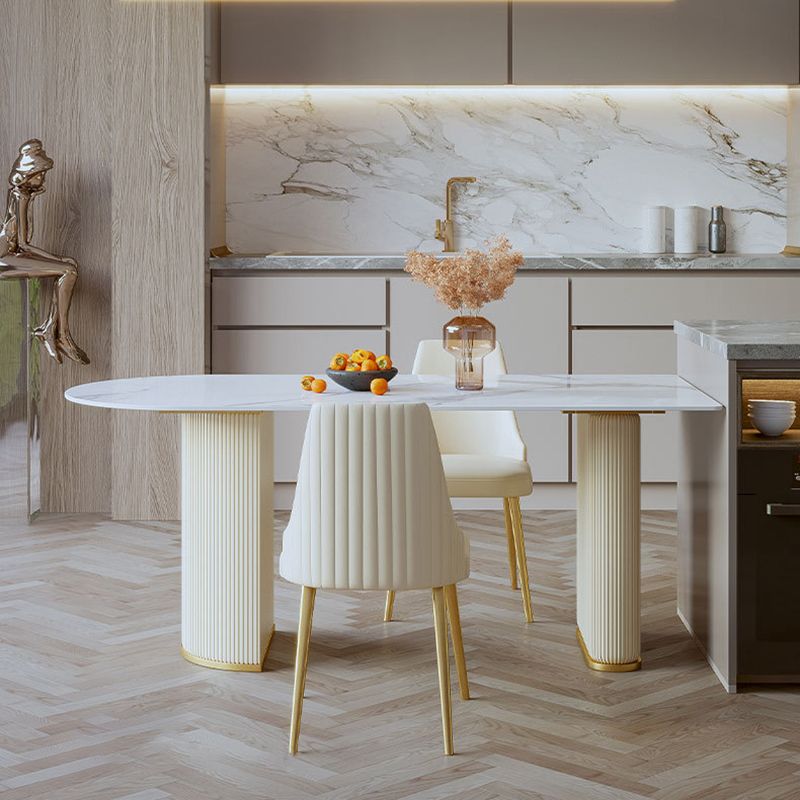 Nordic Glam Style Sintered Stone Rectangle Table Set 1/3/4/5 Pieces Dining Set