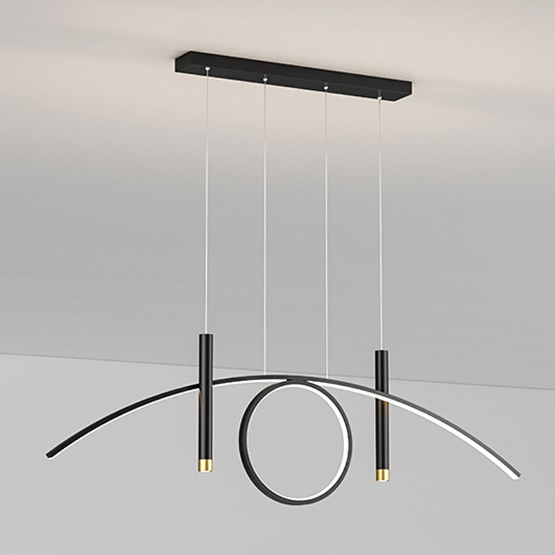 Geometric Island Lights Contemporary Metal Island Chandelier Lamp in Black