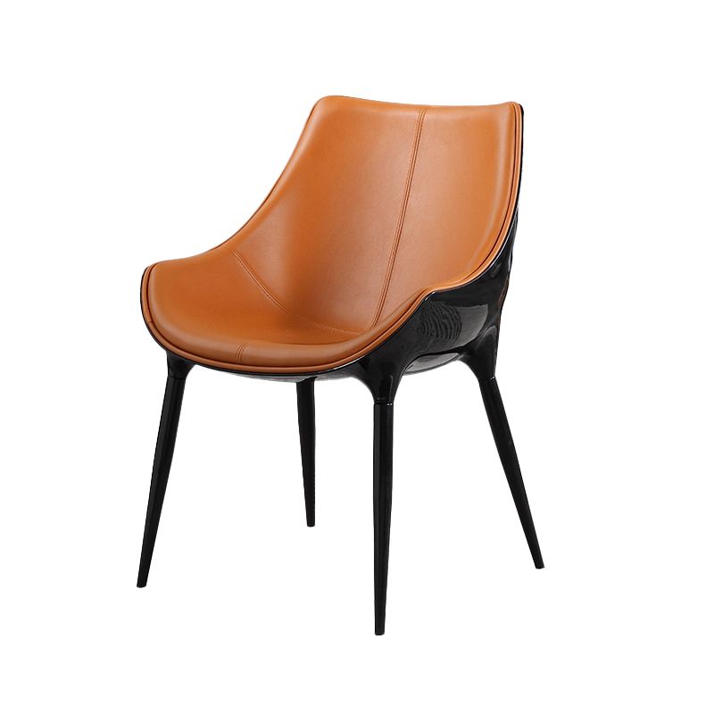 Sillas de comedor de cuero de estilo minimalista, sillas con respaldo sólido para cocina (juego de 2)
