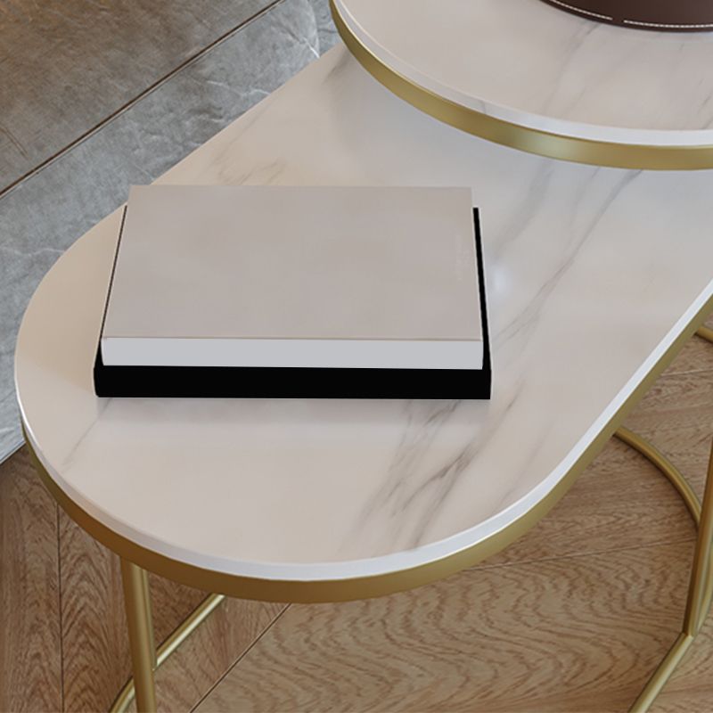 Luxurious Stone Top End Table Metal Frame Sofa Side Accent Table