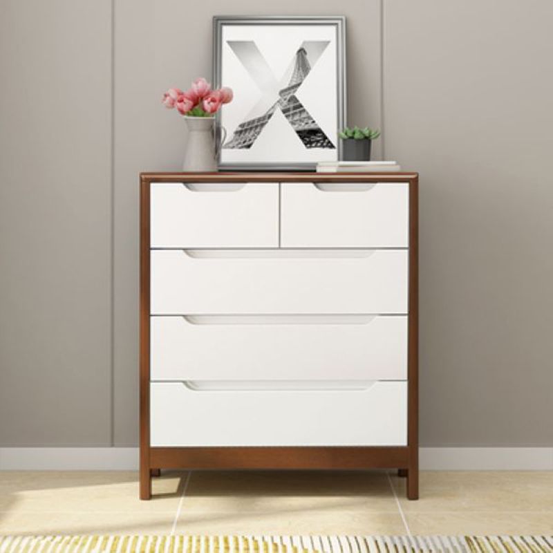 Contemporary Vertical Bedroom Chest Wooden Storage Chest with Drawers