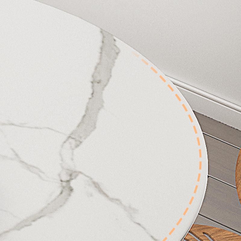 White Modern Round Dining Table Sintered Stone Top Tulip Base Table