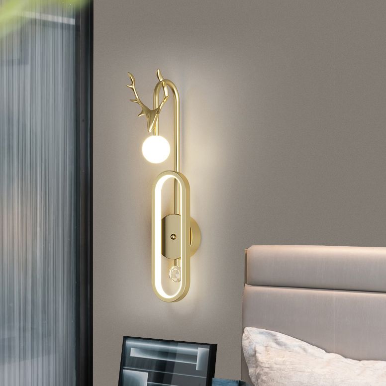 Nordic Metal Wall Light Geometric Antlers Shape 2 Lights Wall Sconce for Bedroom