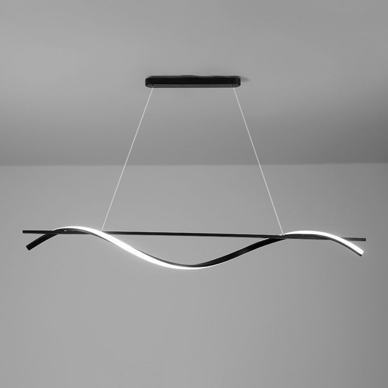 Pendante de l'île Wave Simplicité Style Métal LED Éclairage pendentif noir