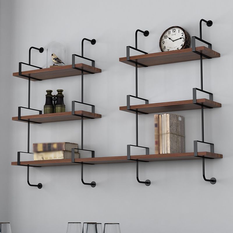 Wall Mounted Bookcase Shelf Industrial Rectangular Shelves for Study Room