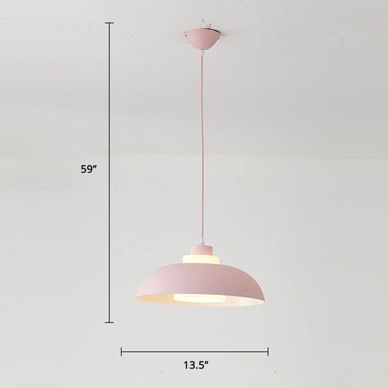 Bol en aluminium plafonnier pendrier léger macaron à la lampe à bulbe unique avec insert de l'ombre acrylique