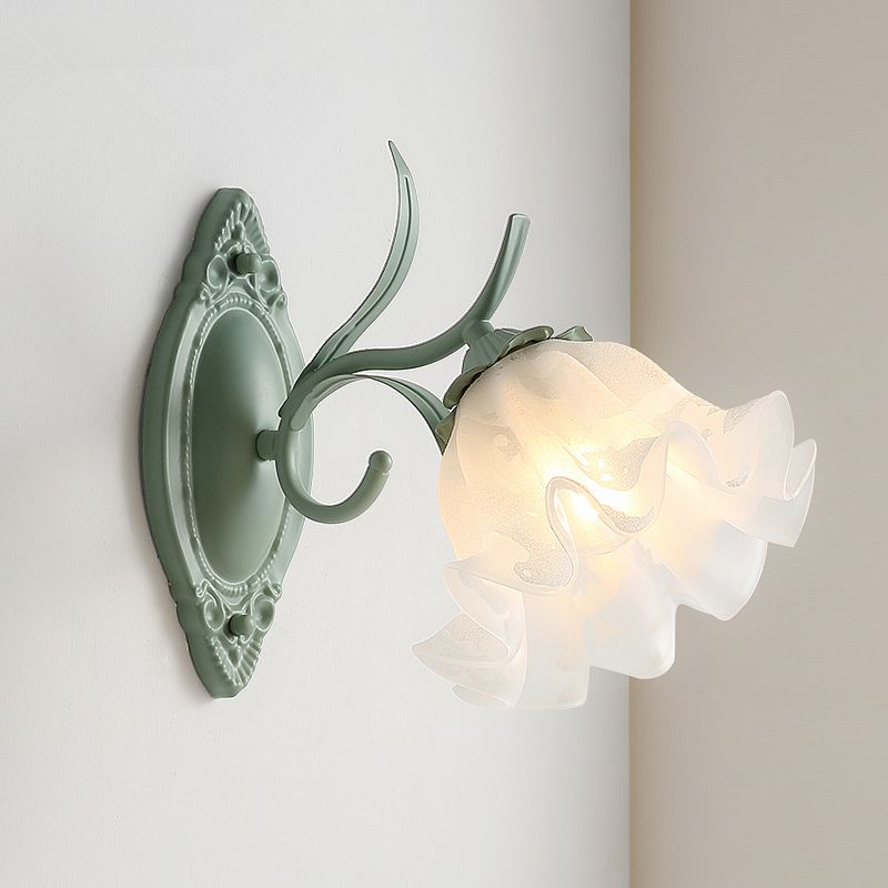 Modern Glass Shade Wall Lamp 1-Light Wall Sconce Lighting for Bedroom
