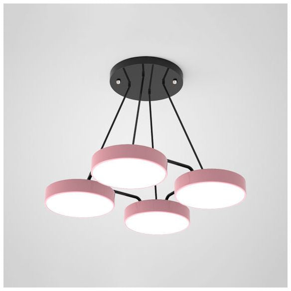 Acrylic Round Shade Chandelier Macaron Stylish Pendant Light for Nursing Room Bedroom
