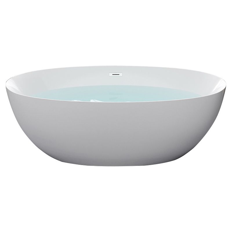 Modern White Acrylic Bathtub Ellipse Freestand Soaking Bathtub with Drain Bath Tub