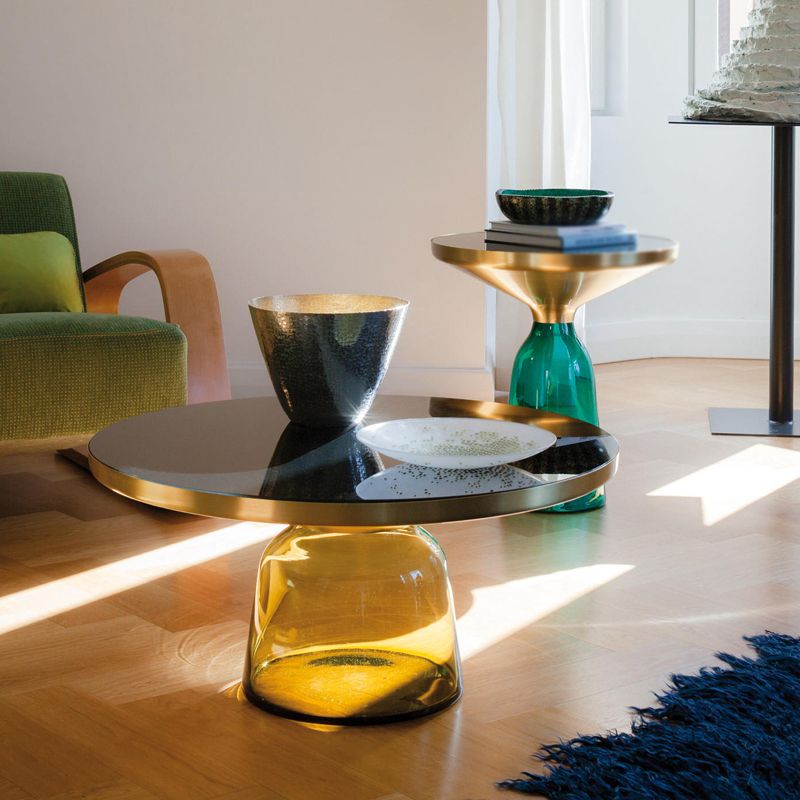 Modern Style Cocktail Table Black Table with Glass Base Round Coffee Table