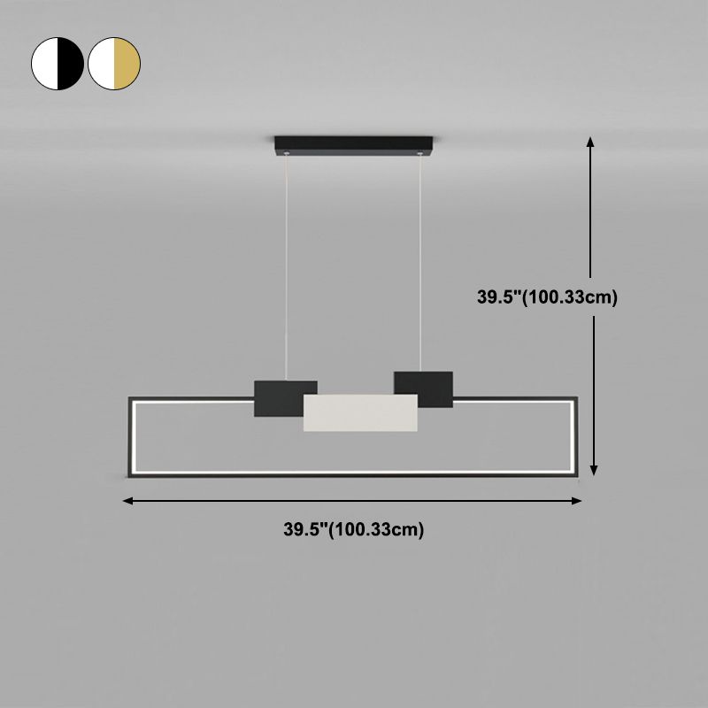 Luces colgantes de forma de rectángulo de estilo contemporáneo accesorios de iluminación de metal