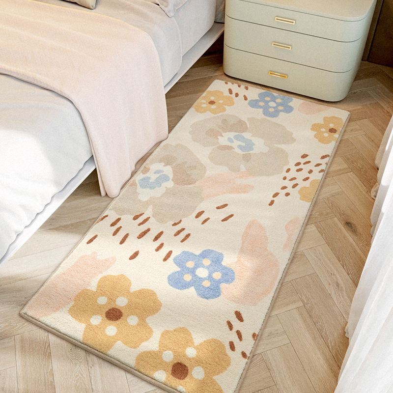 Tappeto moderno beige tappeto di tappeto di fiore in poliestere per arredamento per la casa