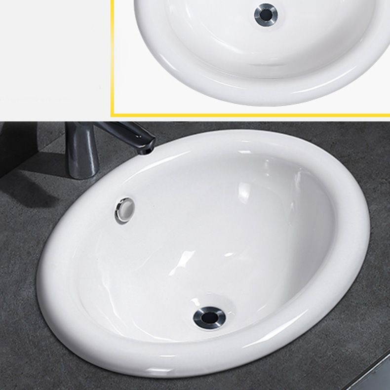 Contemporary Bathroom Sink Porcelain Oval-Shape Drop-in Bathroom Sink without Faucet